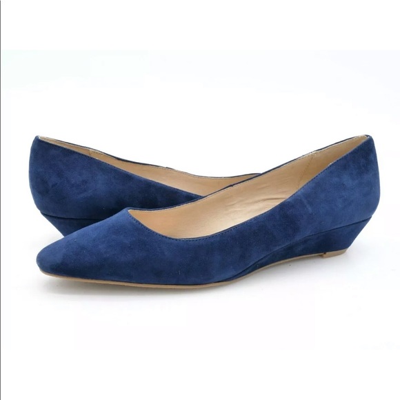 Jack Rogers Womens 9 M Midnight Laina Blue Suede Slip On Pointy Wedge Pumps - Picture 1 of 10
